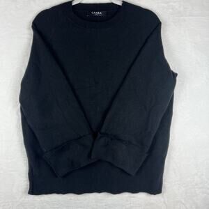 CAARA Womens Small Black Crewneck Raglan Sleeve Knit Sweater Minimalist Classic